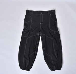 Men's Black Waterproof <b>Cargo</b> Pants With Elastic Cuffs And <b>White</b> Stitching Detail For Outdoor Use - Product Image 1