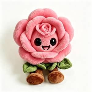Peluche de rosa rosada, lindo peluche de flor sonriente, muñeco de peluche floral antropomórfico kawaii, regalo de San Valentín - Product Image 2