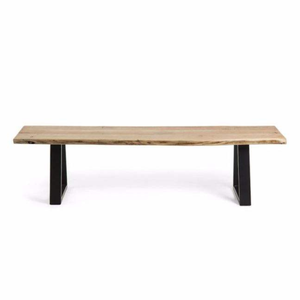 Modern Style <b>Bench</b> Wooden Seat With Black Metal Frame and Wooden Seater for Home and Garden Furniture Decoration - Product Image 3