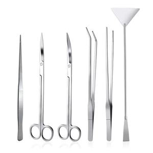 HOT SELL Set of 6 Aquarium Cleaning Tools Kit Reptile <b>Feeding</b> Tongs Aquatic <b>Plants</b> Scissors Straight and Curved Tweezers - Product Image 2