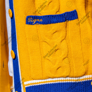 sorority Sigma Gamma Plus Size SGRho <b>cardigan</b> Women's Sweater for Winter Breathable with Embroidery Decoration button front - Product Image 6
