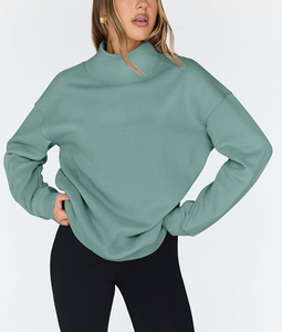 Women's Oversized Sweatshirts <b>Mock</b> <b>Neck</b> Pullover Long Sleeve <b>Tops</b> Fall Fashion Outfits 2026 Clothes Unlined Poly/Cotton Pullover - Product Image 2