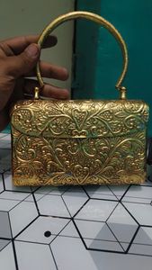 Intricately Carved Handcrafted Ethnic Golden Brass Handle <b>Bag</b> For Women Weddings Evening <b>Party</b> <b>Bags</b> Wholesale <b>Cheap</b> Factory - Product Image 5