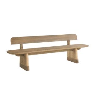 Banc de jardin en teck massif avec assise en rotin tressé, mobilier moderne 2 places - Product Image 1