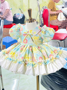 Vestido Maxi de Alta Calidad para Niñas, Estilo Princesa Bao Tran, con Mangas Abullonadas y Cuello con Volantes, Ecológico y Transpirable - Product Image 4