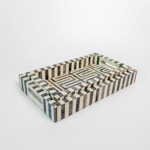 Bandeja de servicio con incrustaciones de hueso con técnica pulida, color personalizable y logotipo FAIZA CRAFT, desechable y en existencias, de FAIZA - Product Image 1