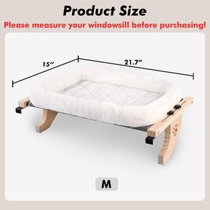 Hamac de fenêtre robuste pour chat, avec structure en bois et métal, pour grands chats, lit pour rebord de fenêtre, chevet, tiroir et armoire - Product Image 2
