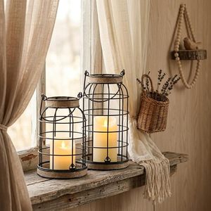Handmade Iron <b>Lantern</b> <b>Candle</b> Holder Decorative Hanging Light Rustic Home Garden Patio Wedding Party Event Table Decoration - Product Image 1