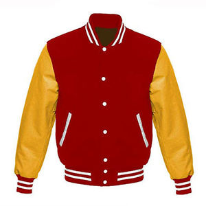 Veste de sport bleue pour homme avec manches en PU doré, col rabattu, fermeture à boutons, couleur unie, vêtement décontracté pour l'automne - Product Image 4