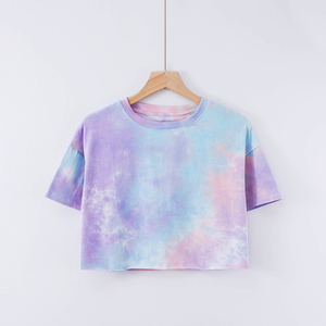 T-shirt court ajusté de haute qualité pour femmes et filles, logo personnalisé, teinture unie, respirant, écologique, style streetwear - Product Image 4