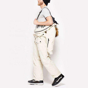 Ensemble veste de snowboard et pantalon cargo pour homme, couleur crème, avec capuche en fausse fourrure amovible, pour l'hiver - Product Image 6