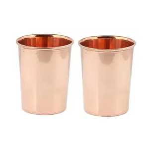 Lot de 2 gobelets à boire en cuivre pur à rayures, verres à eau à motif, vaisselle ayurvédique pour la santé, fournisseur en gros - Product Image 4