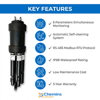 Sonde de qualité de l'eau multiparamètres 6 en 1 avec brosse de nettoyage automatique intégrée pour la surveillance en ligne des rivières et des lacs