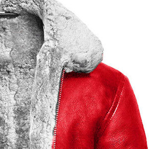 VORNEX INDUSTRY Blouson Bomber Homme Hiver en Cuir de Mouton Véritable Écologique avec Bordure en Peau de Mouton Rouge Teint en Pièce Classique et Élégant - Product Image 2