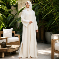 Cardigan long en tricot à rayures verticales de qualité supérieure, style Abaya élégant à manches ouvertes, avec fente latérale, fabrication sur mesure ODM pour le Moyen-Orient