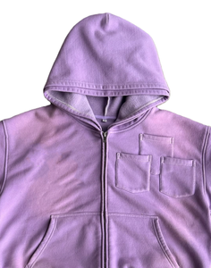 Sudadera con capucha vintage desgastada con cremallera, 100% algodón Terry lavado, 450 g/m², con cierre de cremallera - Product Image 5