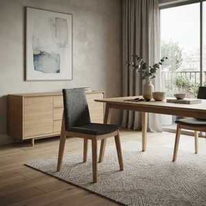 Teak Wood <b>Dining</b> <b>Chair</b> Fabric Upholstered Minimalist Design Hotel Use Luxury Seating Home Furniture Box Set - Product Image 3