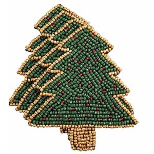 สินค้ามาใหม่ งานแฮนด์เมด ที่รองแก้วลูกปัดแก้วรูปต้นคริสต์มาส 10 ซม. ตกแต่งโต๊ะอาหารอย่างหรูหรา ของตกแต่งบ้าน ของขวัญจากอินเดีย - Product Image 1