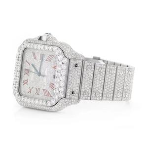 Reloj de Lujo de Moda Hip Hop, Cuadrado, de Acero Inoxidable, con Esfera de Cristal, Completamente Adornado con Diamantes - Product Image 2