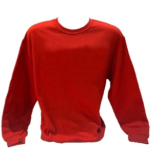 Women's <b>Red</b> Crew Neck Sweatshirt Full <b>Sleeve</b> Knitted Cotton Solid Color Casual <b>Top</b> Autumn Wear - Product Image 1