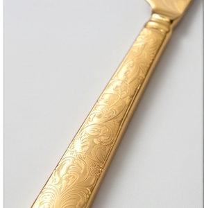 Elegante Juego de Cucharas para Postre con Diseño de Hoja en Latón, Cuchillo y Tenedor de Acero Inoxidable con Recubrimiento PVD Dorado, Cubertería de Cocina - Product Image 2