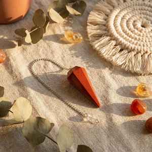 Offre Spéciale – Pendule d'amour en jaspe rouge naturel poli, pierre de guérison pour la radiesthésie, le Reiki, la méditation des chakras et la divination – Vente en gros - Product Image 2