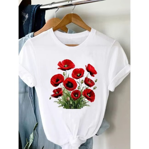 Camisetas de Algodón con Estampado 3D, Elegantes, Lindas, Cómodas, Suaves, Transpirables, de Manga Corta, con Personajes de Dibujos Animados, para Mujeres y Niños, Uso Diario, Casual - Product Image 6