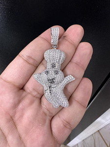 Pendentif Chef Cartoon Plaqué Argent avec Diamants Moissanite, Charme Unisexe Tendance, Bijoux Hip-Hop - Product Image 4