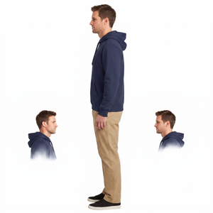 Sweat à capuche décontracté pour homme en molleton 100% coton, 300 grammes, avec poche, col uni, logo frontal, plusieurs tailles disponibles - Product Image 3