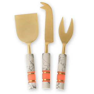 Elegant Golden Cheese Serving Set For Charcuterie <b>Boards</b> Modern Marble Inlay Design Kitchen Utensils High-Quality Cheese <b>Tools</b> - Product Image 1