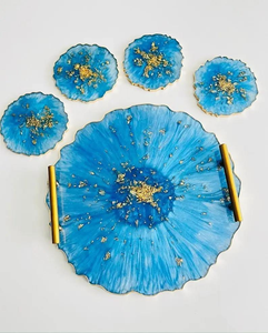 Bandeja de Servicio Artesanal de Resina Natural Pintada a Mano con Diseño de Amor, Decoración Navideña de Moda para el Hogar y Exhibición de Joyas - Product Image 6