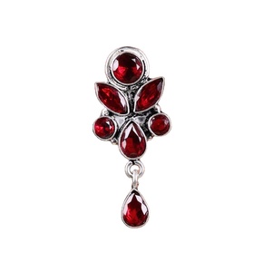 Pendientes Colgantes Florales Bohemios de Latón Oxidado Plateado con Circonitas para Mujer |   Joyería llamativa para fiestas con engaste de bisel, ideal para regalo - Product Image 1