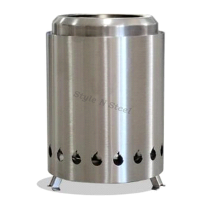 . เตาผิงเหล็กสแตนเลส/ขัดเงา ดีไซน์ทันสมัย ทนความร้อน ใช้ได้ทั้งถ่าน/ฟืน สำหรับกลางแจ้ง - Product Image 2