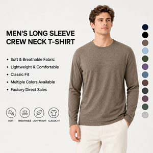 Men's Modern Slim Fit Base Layer Tee 180GSM Stretch Rayon Blend Long Sleeve Essential Casual <b>Shirt</b> Spring Fall Apparel - Product Image 6