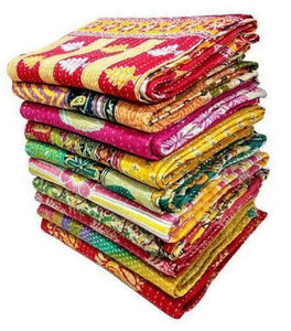 Vintage Indian Kantha <b>Quilt</b> Handmade Reversible Cotton <b>Throw</b> Boho Bedspread Hand Stitched Blanket - Product Image 3
