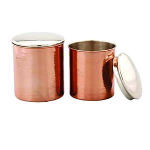 Juego de 2 botes de almacenamiento de acero para cocina, Juego de 2 botes de Color cobre con diseño de martillo - Product Image 1