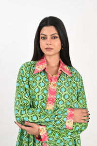 Elegant Printed <b>Long</b> <b>Kaftan</b> Dress Full Sleeves Collar Neckline Button Front Comfortable Cotton Fabric Casual Daily Wear - Product Image 5