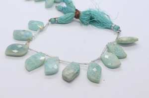 AAA Natural Amazonite Faceted Leaf Beads 9-10 MM Amazonite <b>Gemstone</b> Beads 6 Inch Faceted Amazonite Fancy Shape Beads for Jewelry - Product Image 2