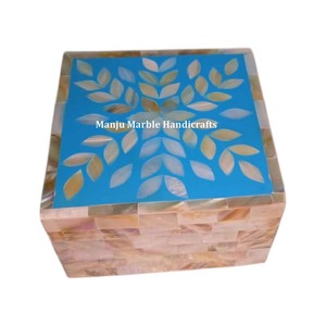 Dernière luxueuse qualité lourde pierres précieuses os incrustation MDF nacre boîte avec forme rectangulaire pour le stockage de bijoux cadeau but - Product Image 1