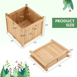 Jardinera Elevada Plegable Cuadrada para Leña con Fondo Extraíble para Macetas y Jardineras - Product Image 4
