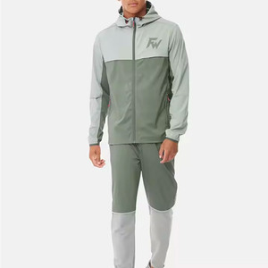 <b>Running</b> Fitness Activewear <b>Men</b> Windbreaker Tracksuit Breathable Jacket With Adjustable Waist <b>Pants</b> Set - Product Image 1