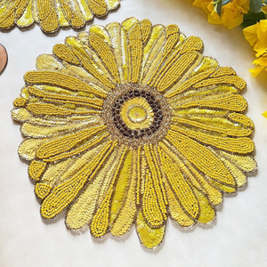 Handmade Beaded Needlework <b>Placemat</b> <b>Round</b> Decorative Dining Table Setting custom Design - Product Image 5