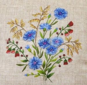 Wholesale Embroidery Blue Carnation <b>Cushion</b> Cover Removable Washable Customizable Square Seat Natural Linen <b>Cushion</b> Pillowcases - Product Image 2