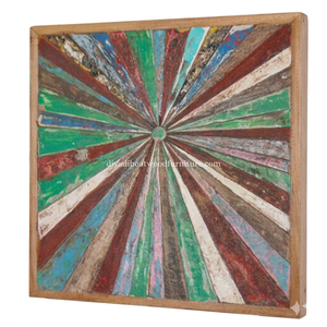 DIVADI Mosaico de Pared Decorativo Náutico de Madera Reciclada Hecho a Mano, Forma Cuadrada, 5cm de Grosor, Pequeño Sol - Product Image 4