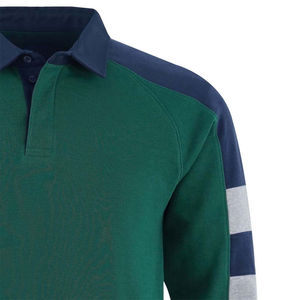 Men's Long Sleeve Knitted <b>Polo</b> <b>Shirt</b> Green Navy <b>Blue</b> Color Blocked Pocket Casual Regular Fit - Product Image 5