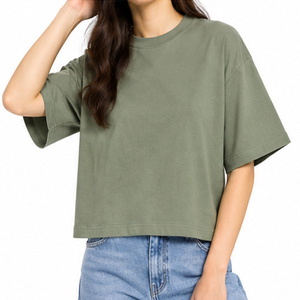 Womens Boxy Fit Printed <b>T</b> <b>Shirts</b> 100% Cotton 300 GSM Puff Print OEM ODM Apparel Manufacturing Factory Fashion Apparel Production - Product Image 3