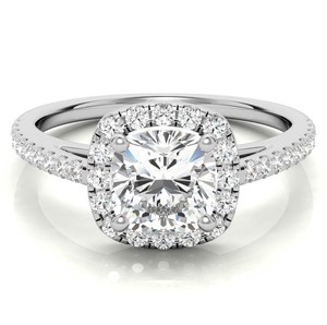 Bague en Moissanite taille coussin, en argent sterling 925 plaqué or, sertie à griffes, cadeau de luxe classique pour fiançailles, mariage, anniversaire - Product Image 1