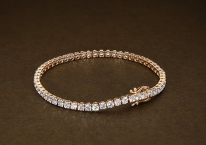 Pulsera de tenis con diamantes cultivados en laboratorio de forma redonda, plata de ley 925, regalo para ella - Product Image 2