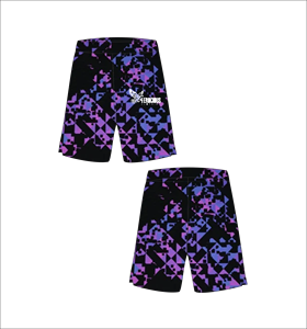 Pantalones Cortos de Baloncesto Geométricos Personalizados en Morado y Negro para Hombre, Pantalones Deportivos Transpirables de Malla, Ropa Deportiva de Verano con Logotipo, Venta al Por Mayor - Product Image 1