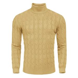 Suéter de cuello alto ajustado para hombre, fino, de otoño-invierno, con patrón liso, anti-bolitas, casual, de punto, transpirable, con bordado. - Product Image 3